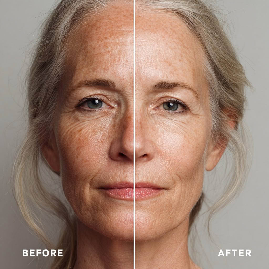 Skin treatment before & after